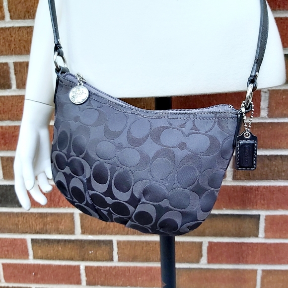 Coach Dark Grey Signature Pleated Crossbody F44744 - Picture 4 of 12